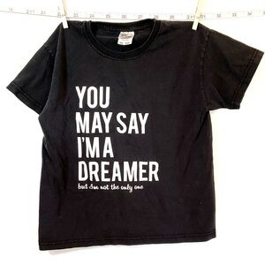 Kids Black Dreamer Shirt John Lennon Imagine Tee Small 7-8